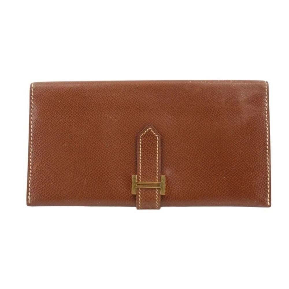 Hermès Brown Courchevel Leather Bearn Classic Bifold Long Wallet